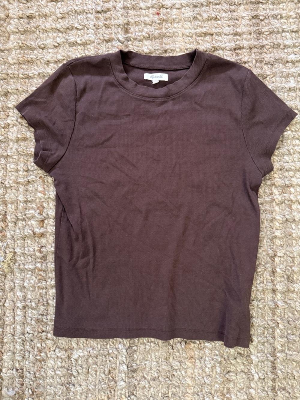 Madewell Brown Short Sleeve Ribbed Crew Tee